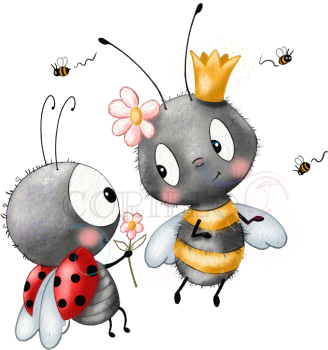 Bügelbild Queen Bee ( Biene u. Marienkäfer )